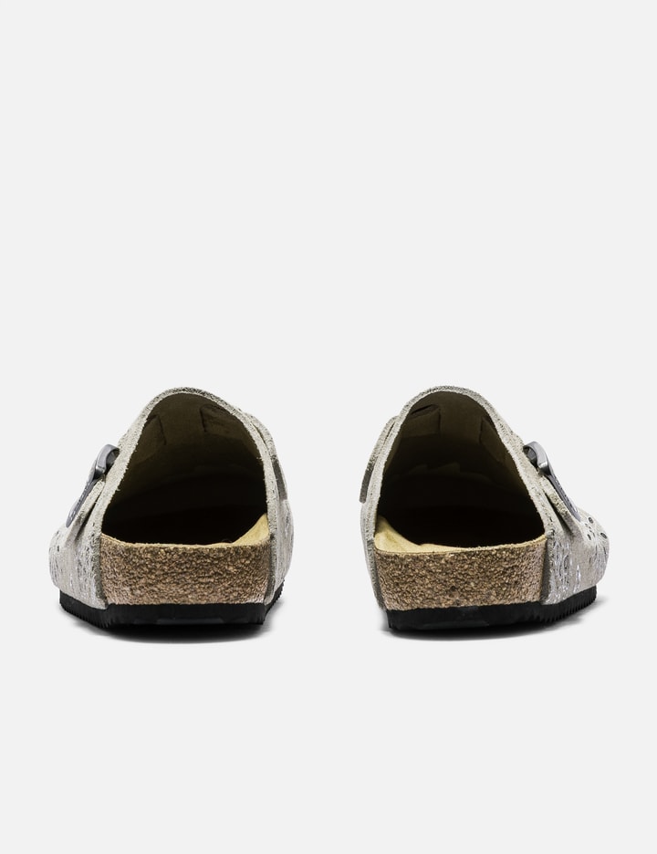 Camel Paisley Suede Clogs
