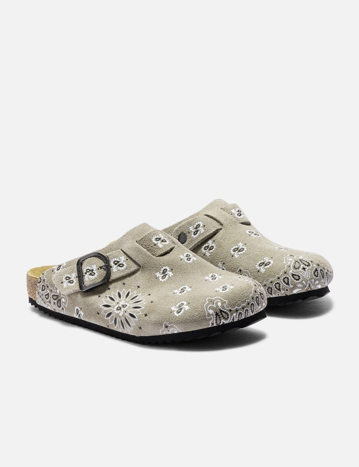 Camel Paisley Suede Clogs