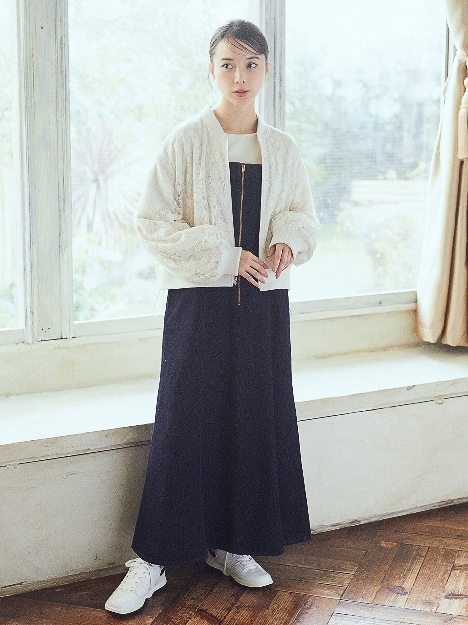 Sokei Lace Up Denim Dress