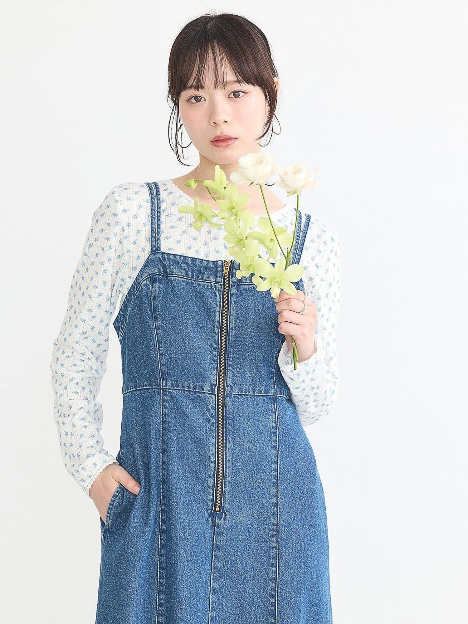 Sokei Lace Up Denim Dress