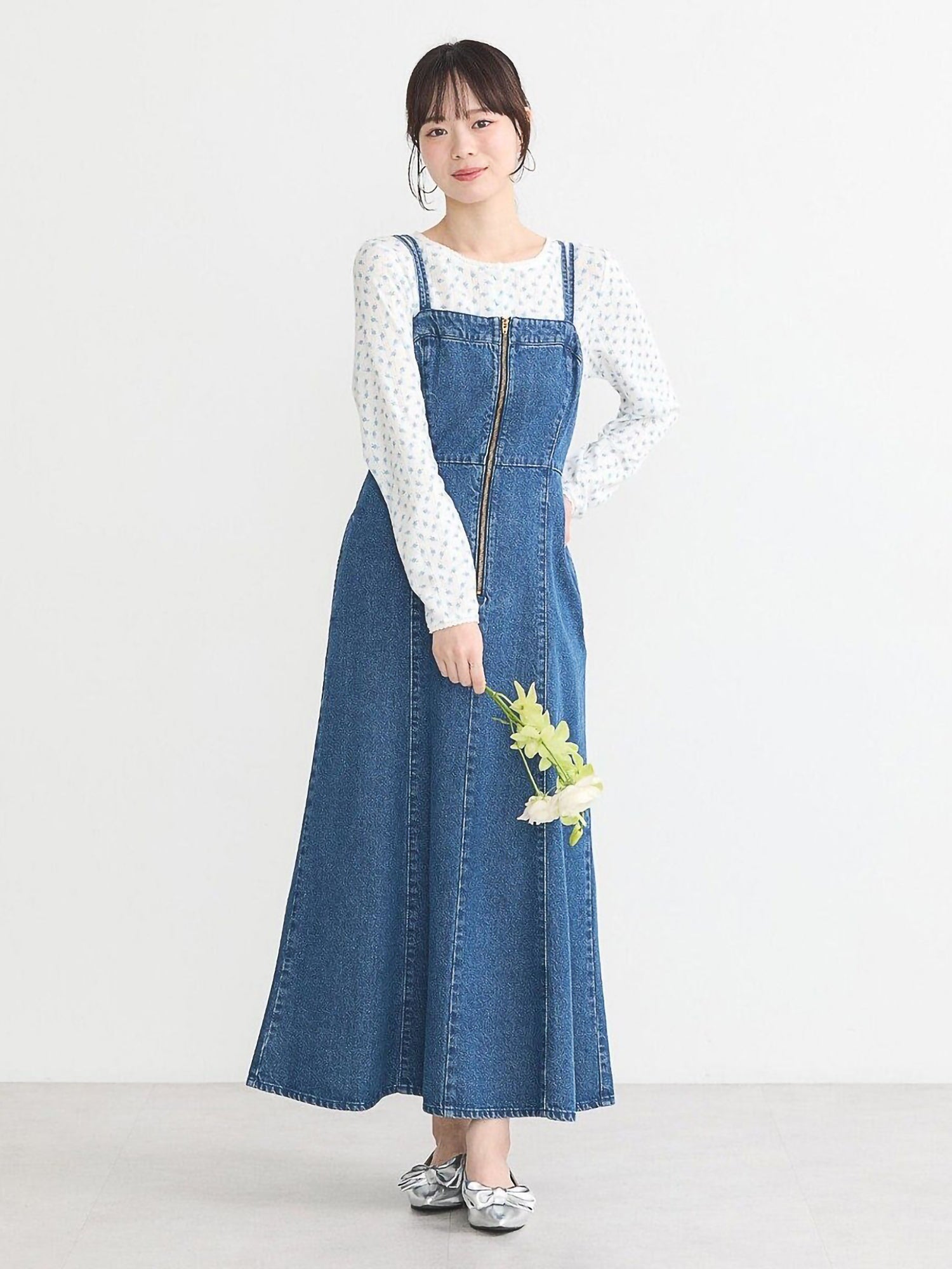 Sokei Lace Up Denim Dress
