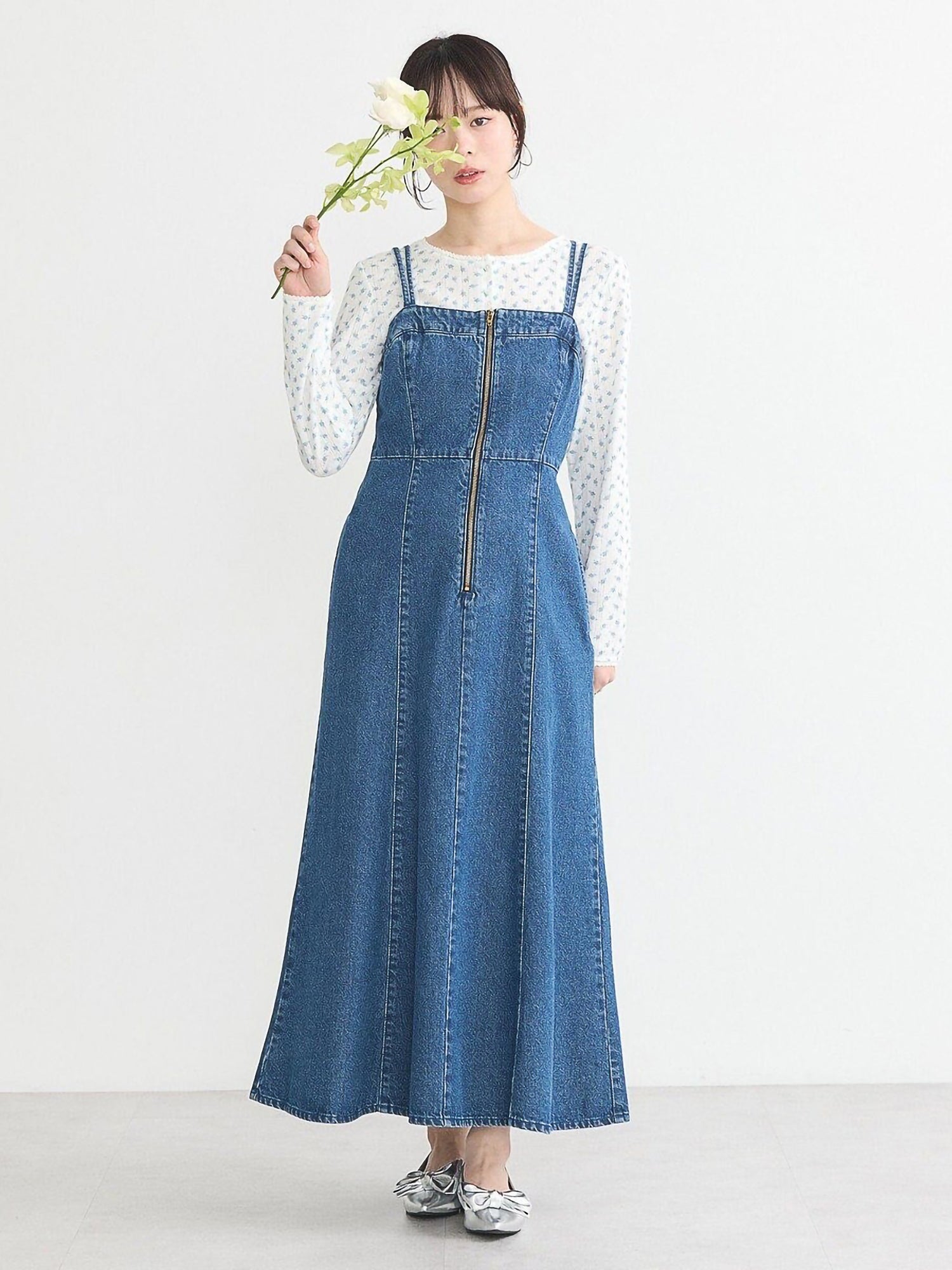 Dress Denim Wanita Model Kekinian - Sokei Lace Up Denim Dress - Indigo
