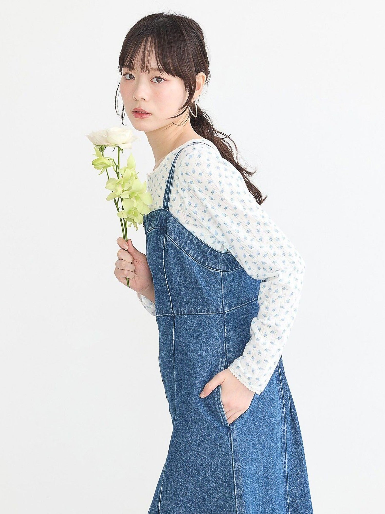 Sokei Lace Up Denim Dress