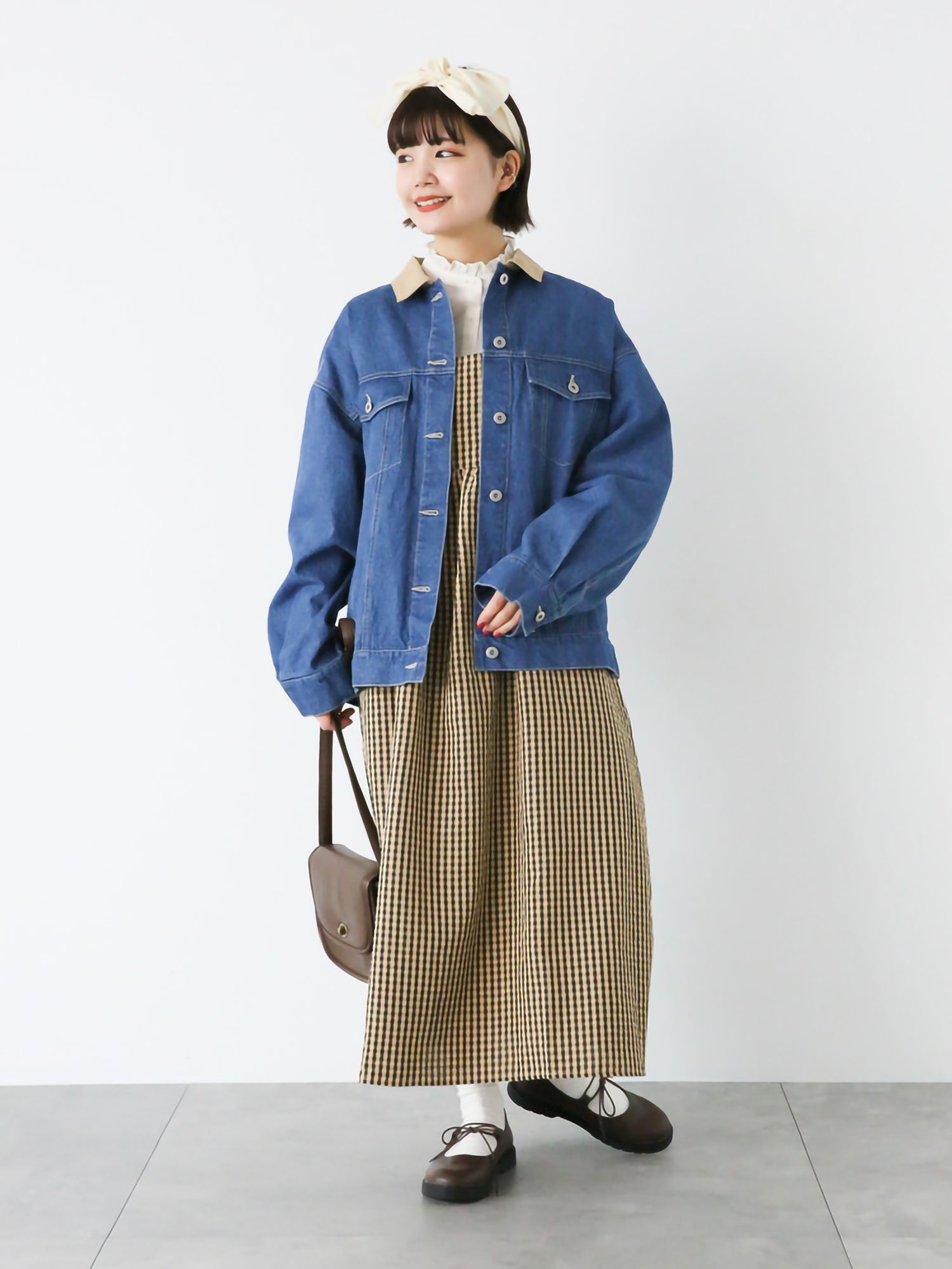 Suikae Collar Color Denim Jacket