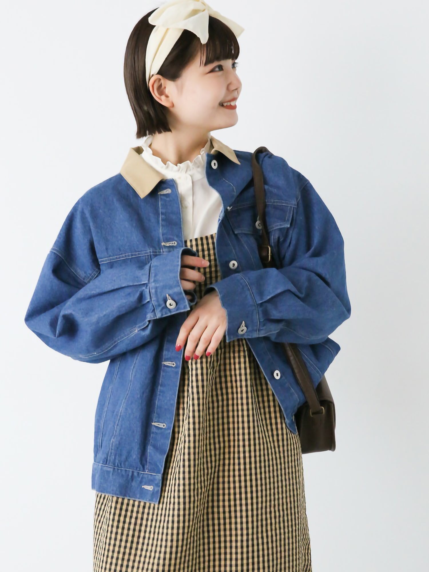Suikae Collar Color Denim Jacket