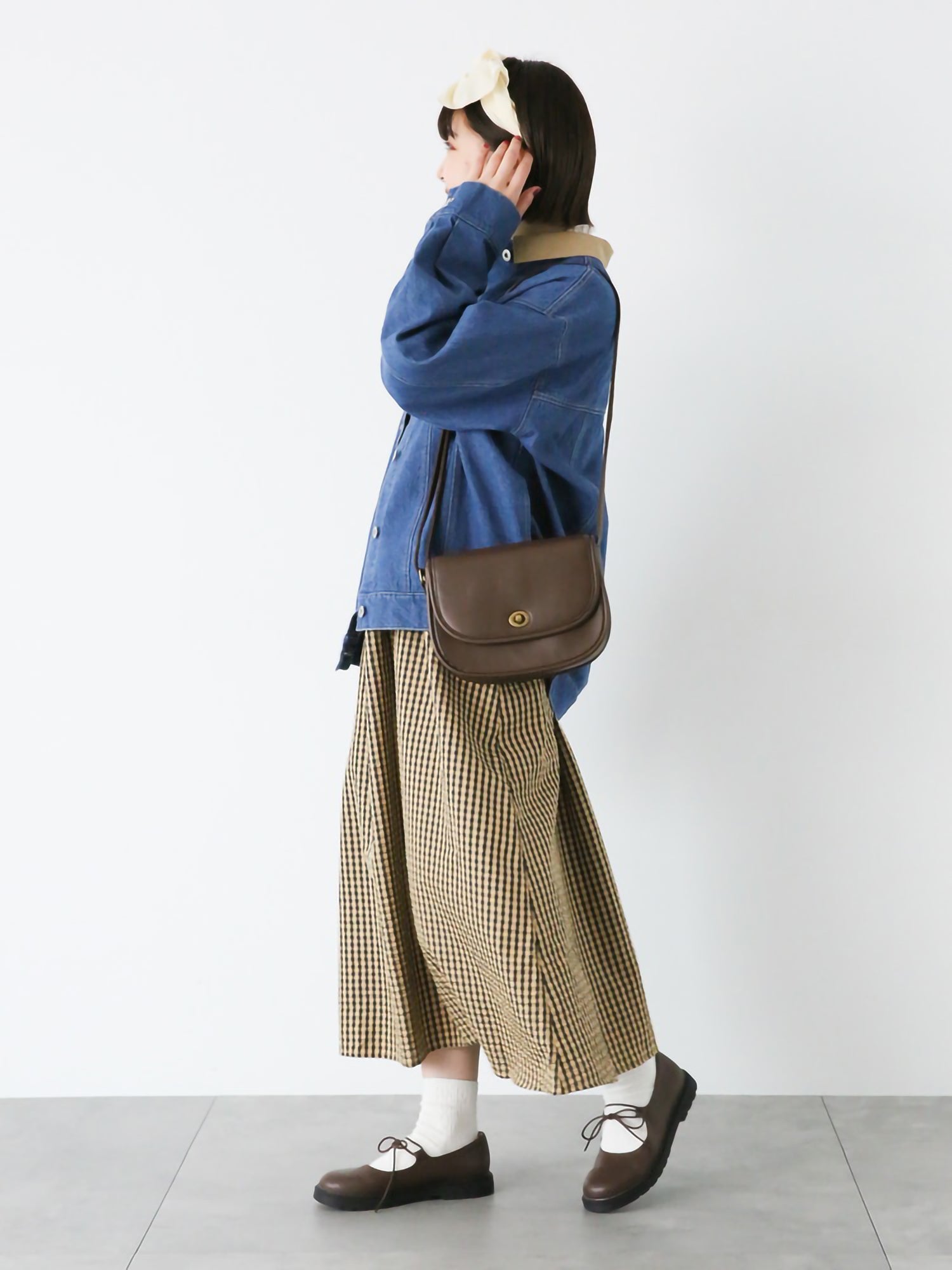 Suikae Collar Color Denim Jacket