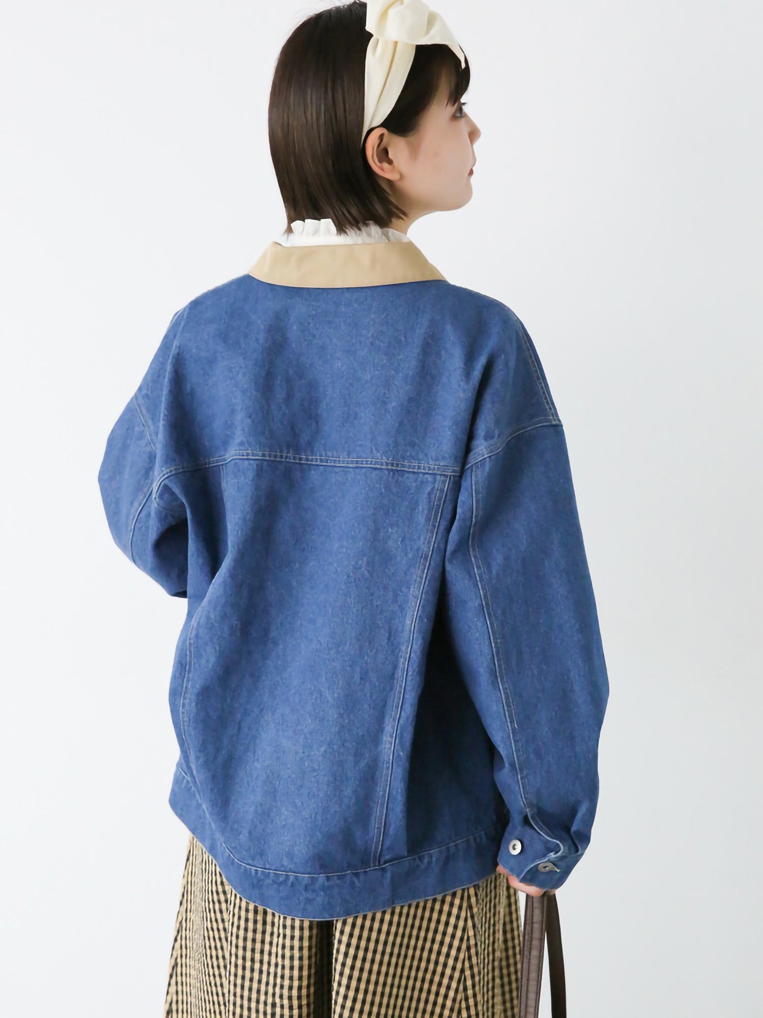 Suikae Collar Color Denim Jacket