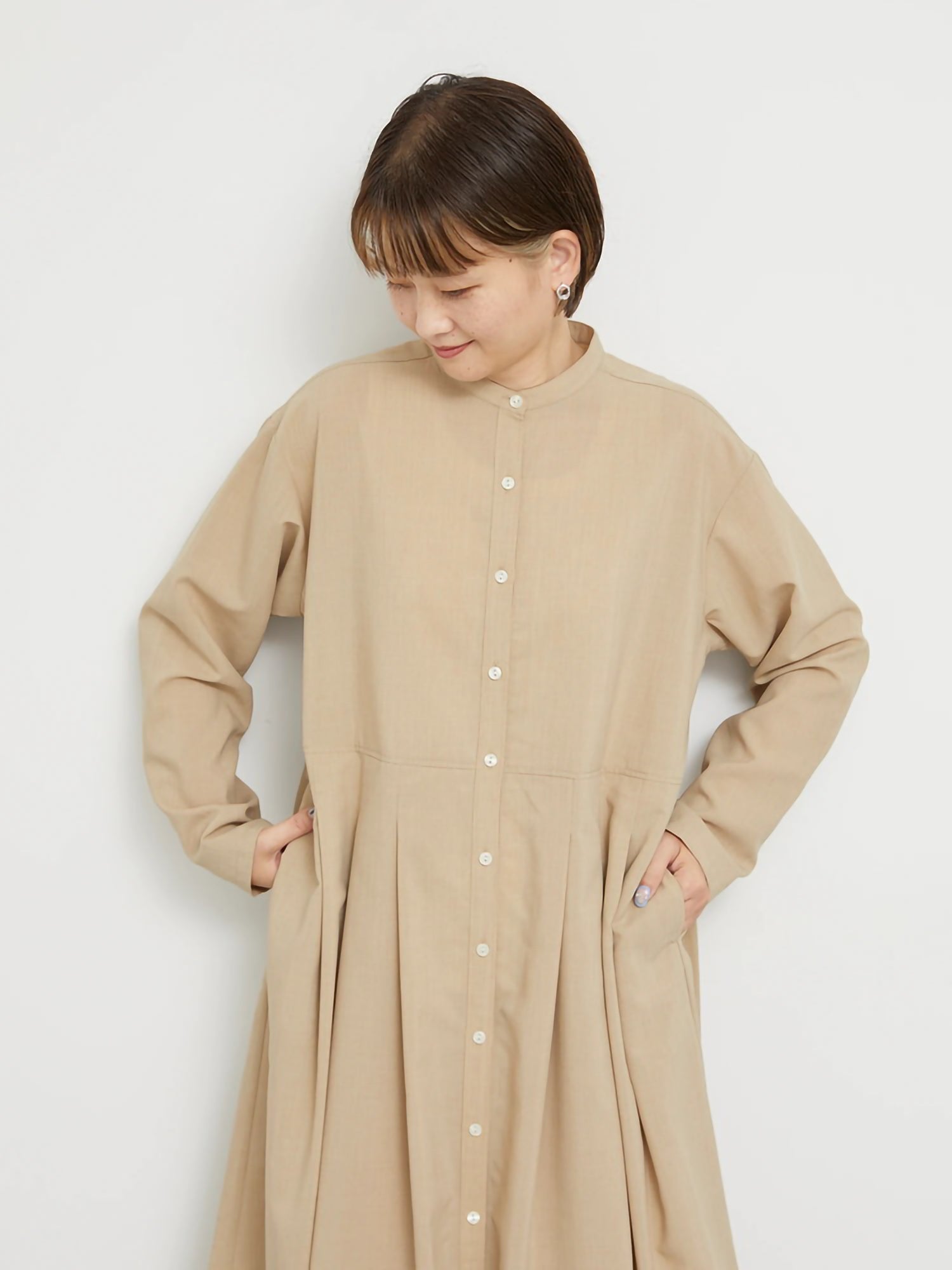 Suzuhara [Water Repellent] Stand Collar Dress