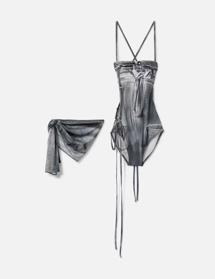 Denim Printed Swimsuit