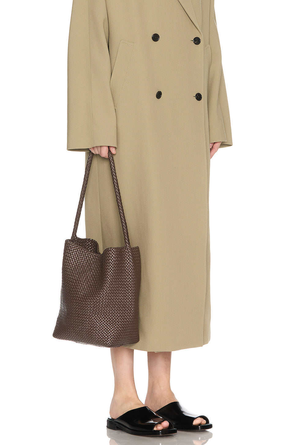 Medium Woven North South Tote Bag