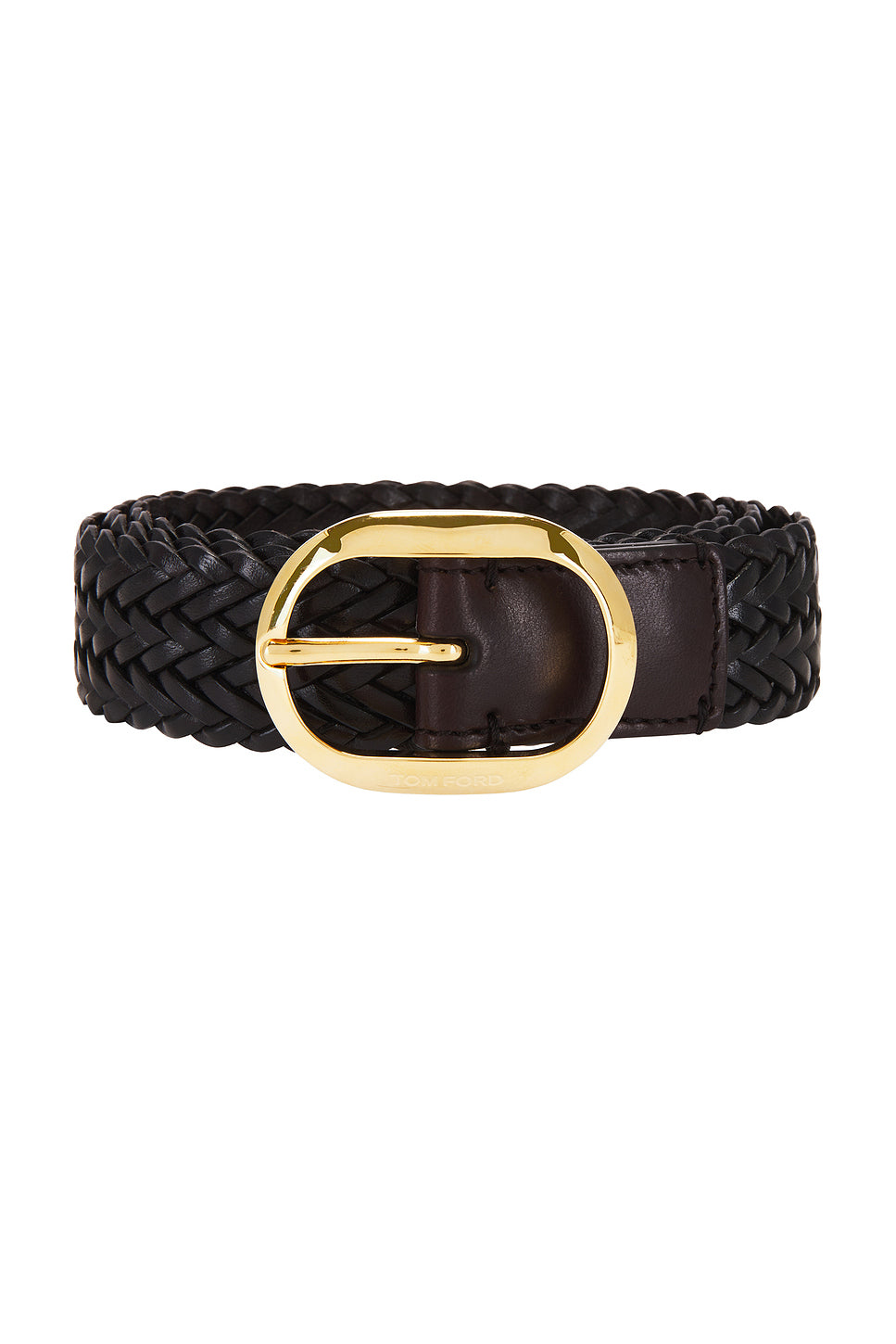 Woven Leather Oval Buckle Belt 30 Mm