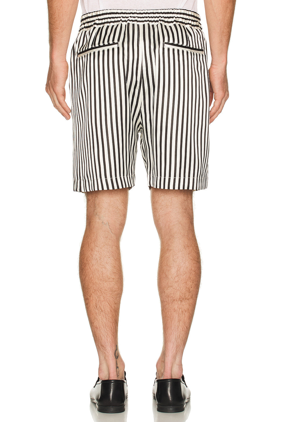 Fluid Silk Baton Stripe Pleated Piping Lounge Shorts