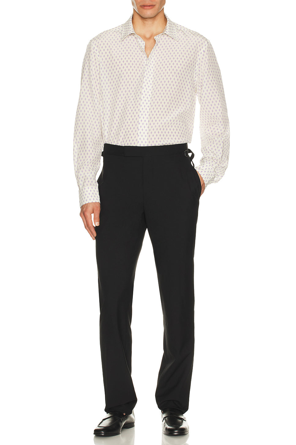 Crepe De Chine Diamond Print Fluid Fit Shirt