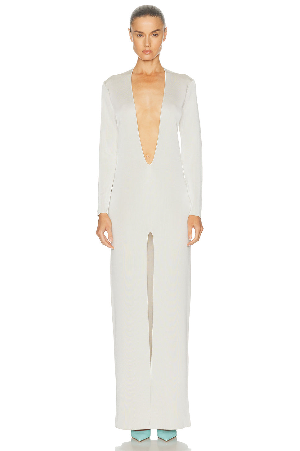 Plunge Neck Evening Dress