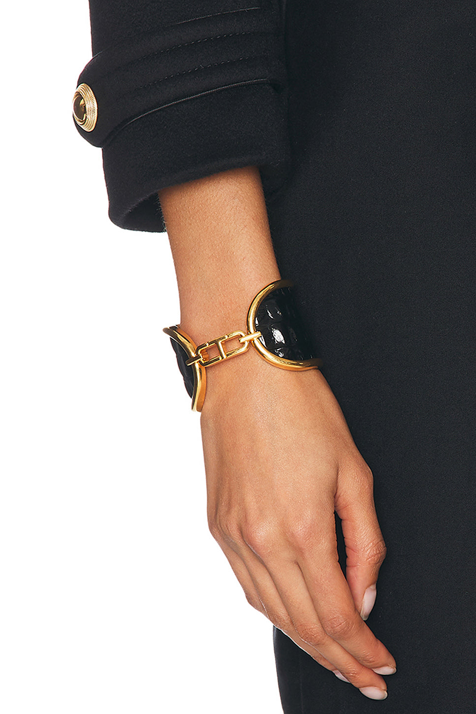 Whitney Embossed Croc Brass Cuff Bracelet