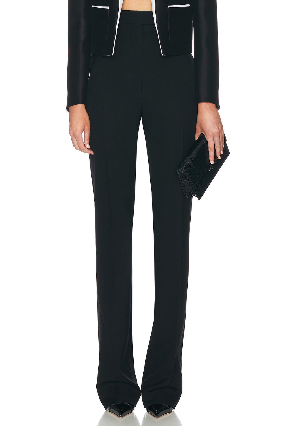 High Waist Tailored Tuxedo Straight Pant