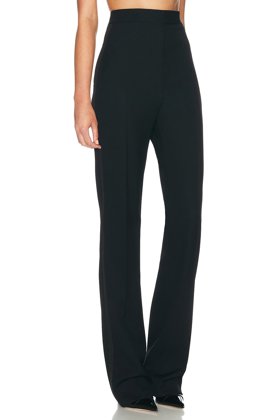 High Waist Tailored Tuxedo Straight Pant