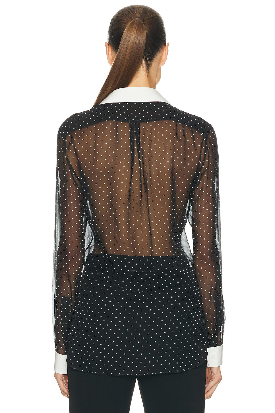 Polka Dot Silk Chiffon Shirt