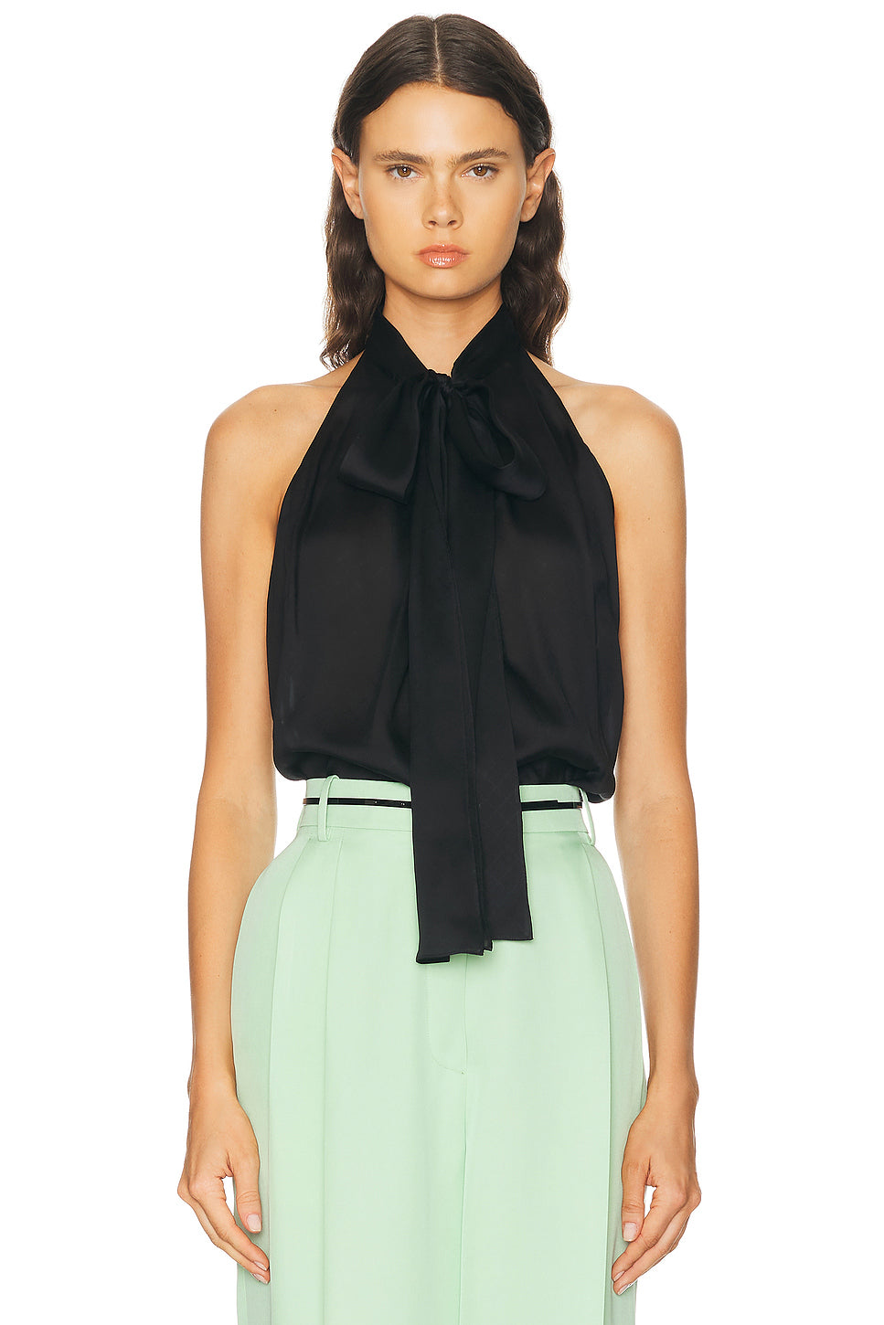 Monogram Silk Chiffon Halterneck Lavalliere Top
