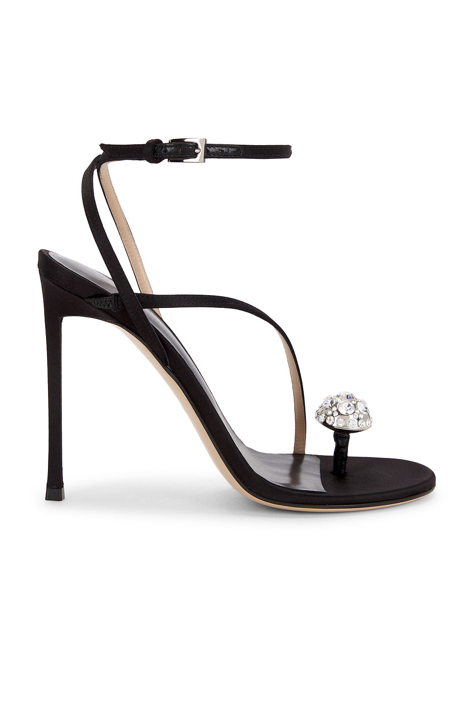Satin & Crystal Stones Ankle Strap Sandal