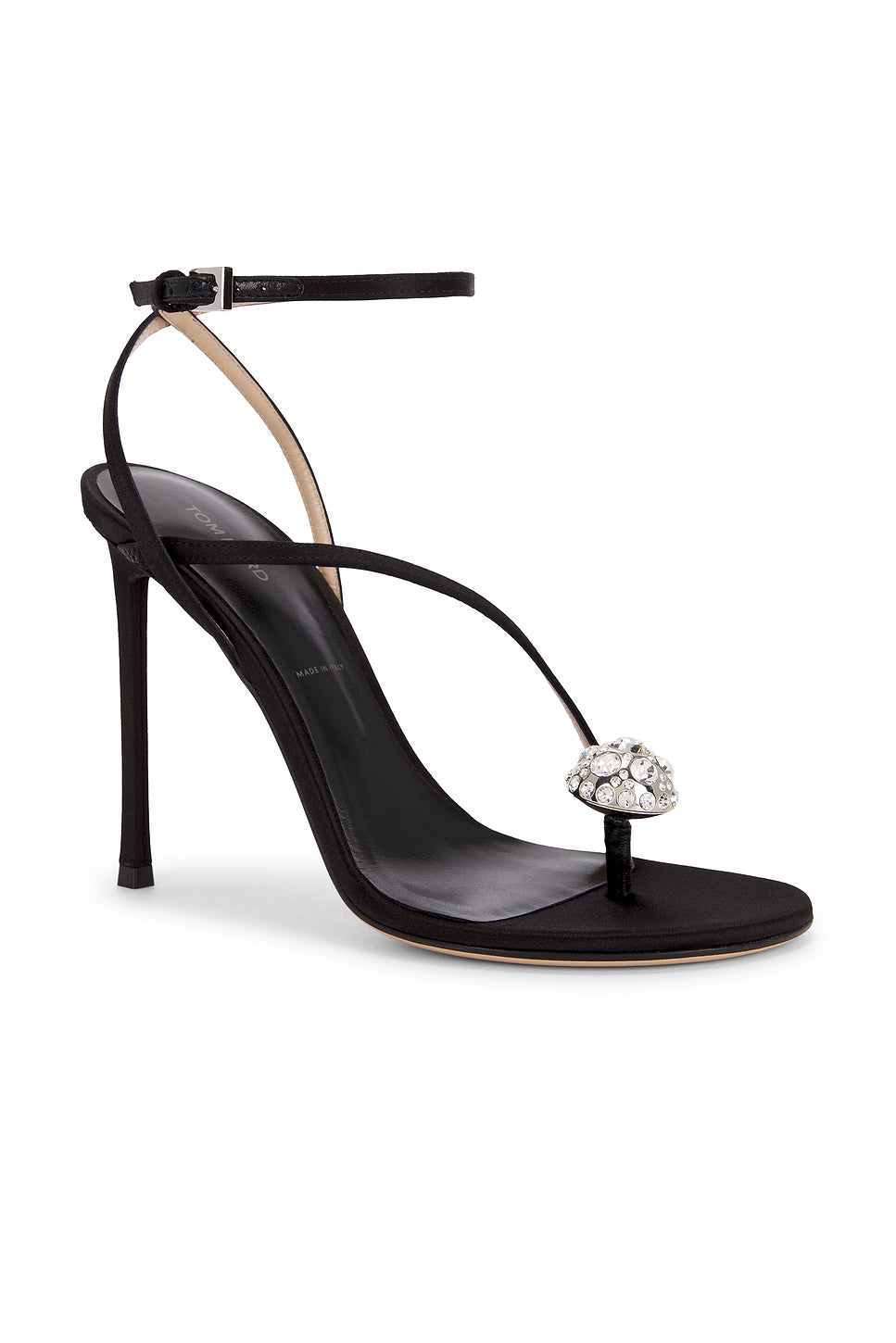 Satin & Crystal Stones Ankle Strap Sandal