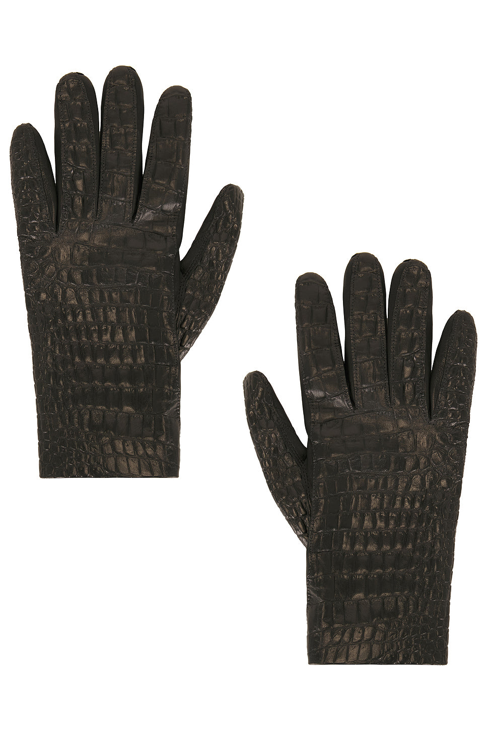 Leather Croco-Embossed Gloves