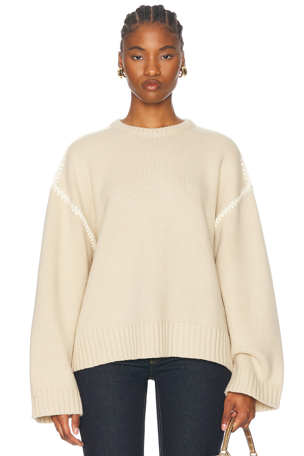 Embroidered Wool Cashmere Knit Sweater