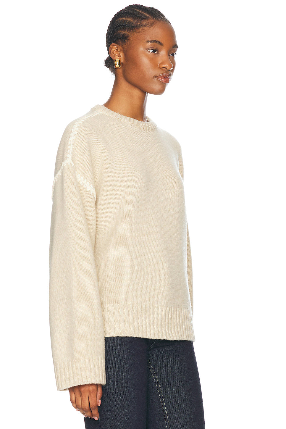 Embroidered Wool Cashmere Knit Sweater