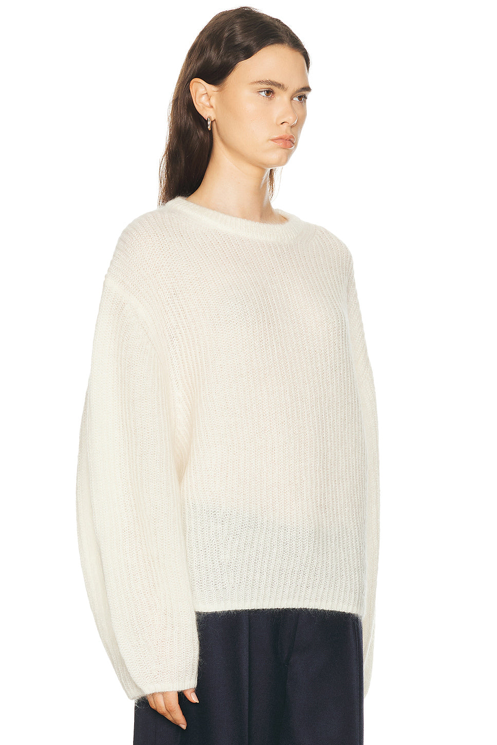 Mohair Blend Rib Knit Sweater