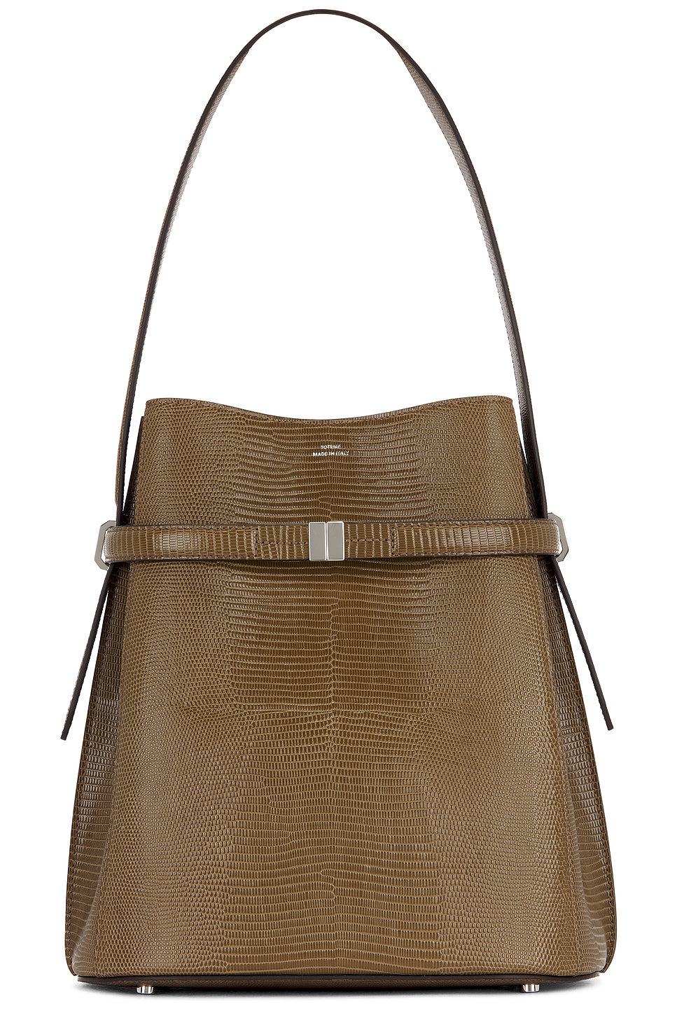 Belted Lizard Embossed Bucket Bag