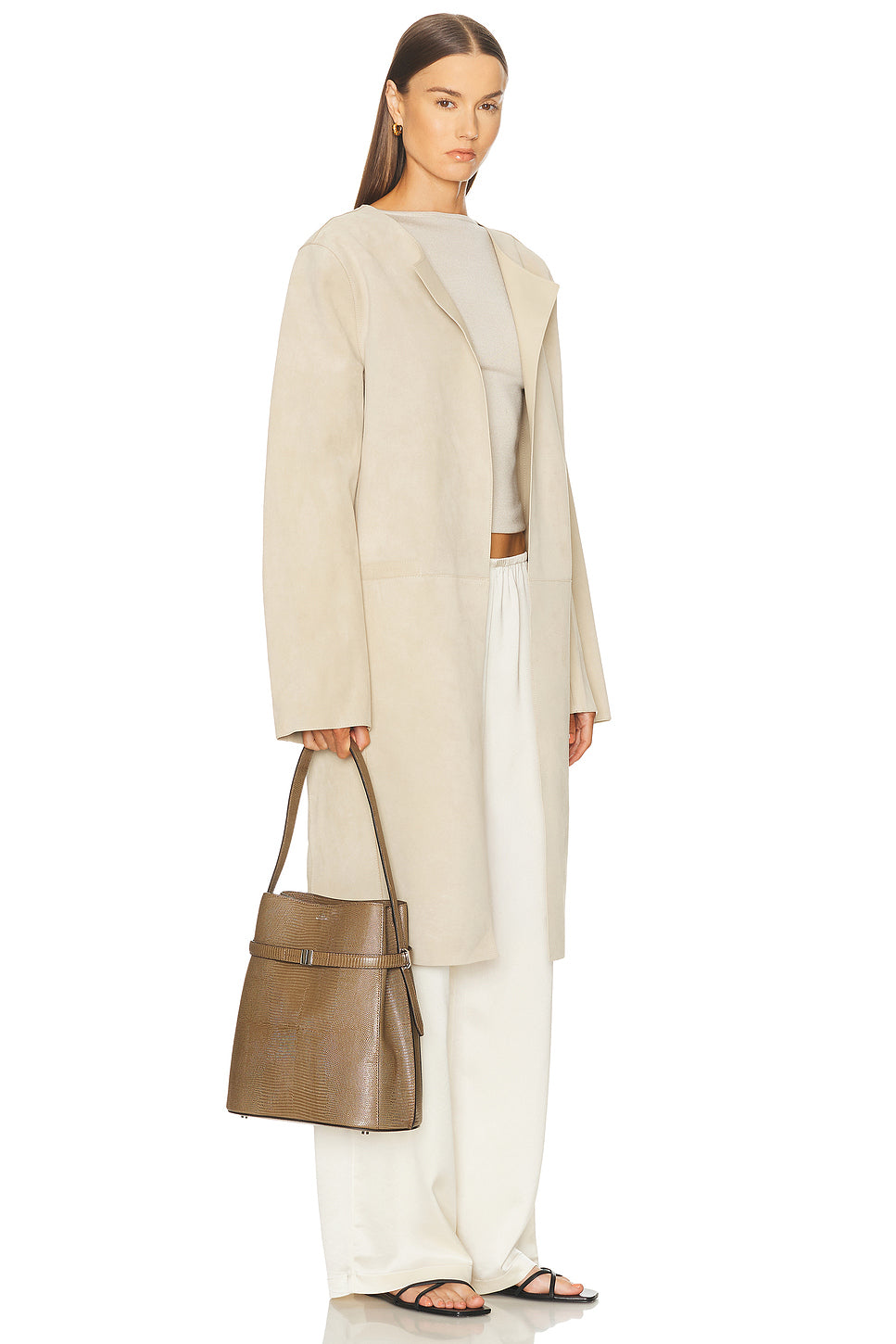 Belted Lizard Embossed Bucket Bag