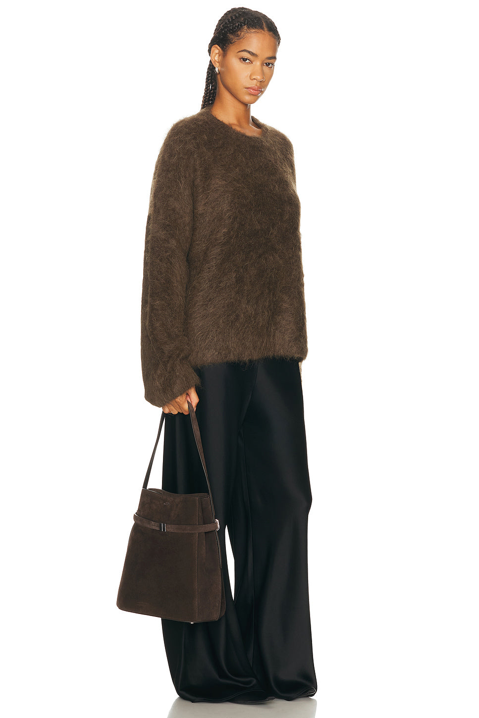 Suede Belted Bucket Bag