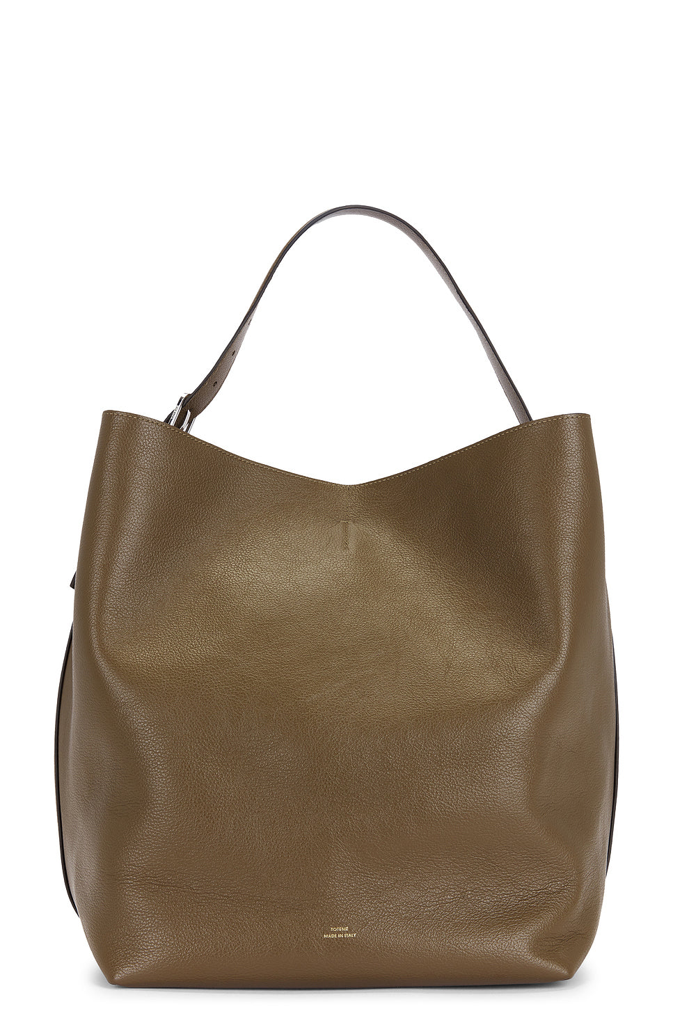 Belted Grained Leather Tote Bag