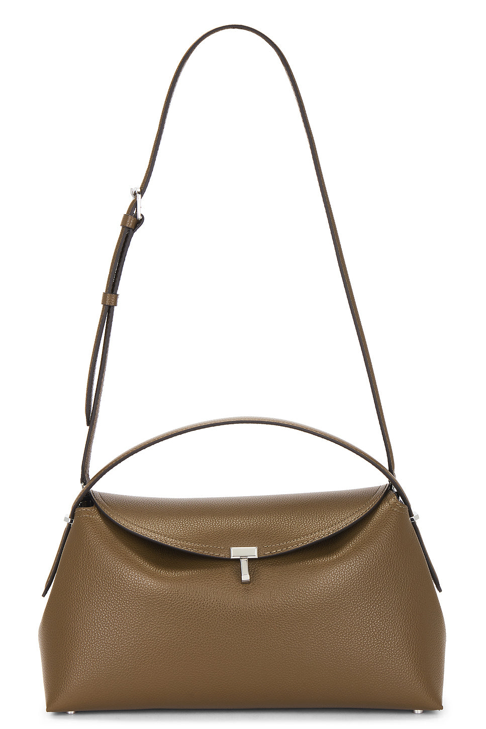 T-Lock Grained Leather Top Handle Bag