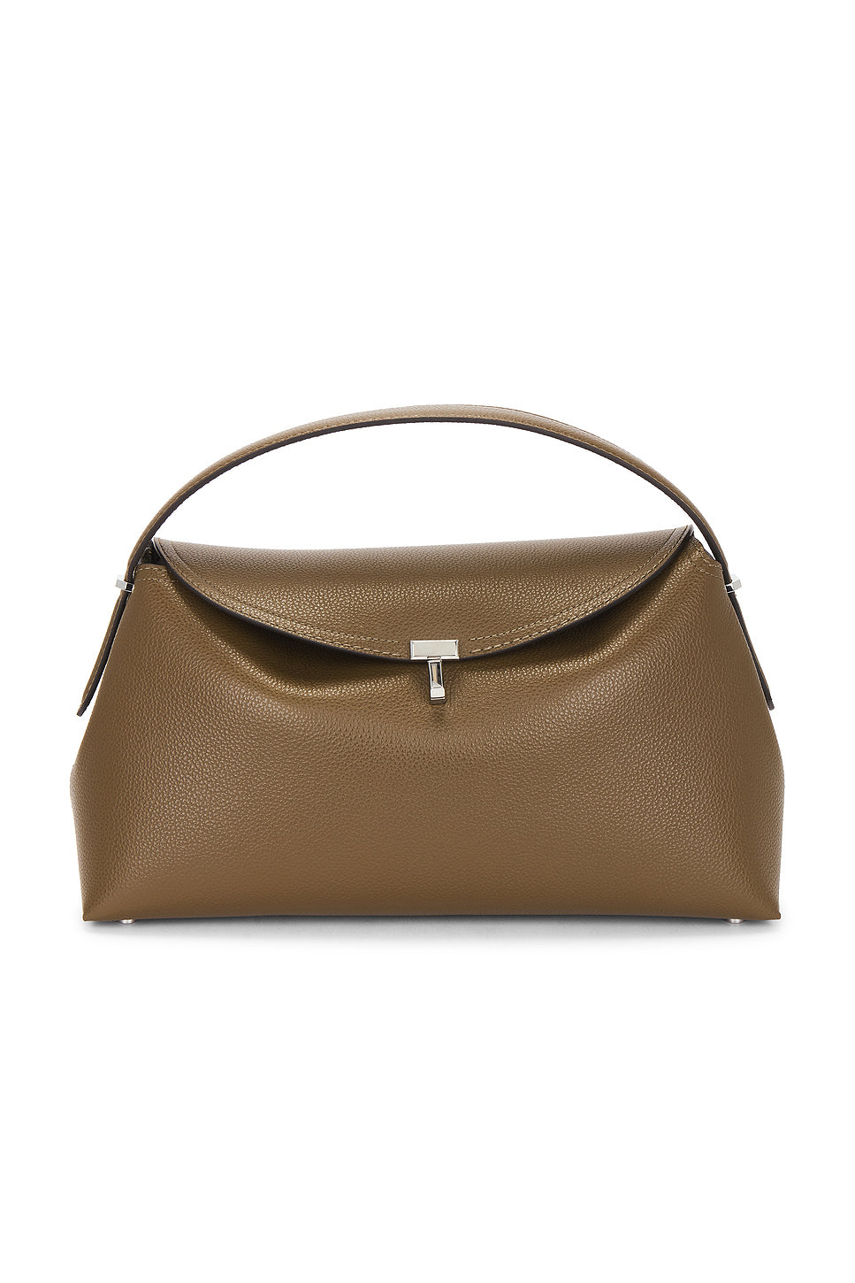T-Lock Grained Leather Top Handle Bag