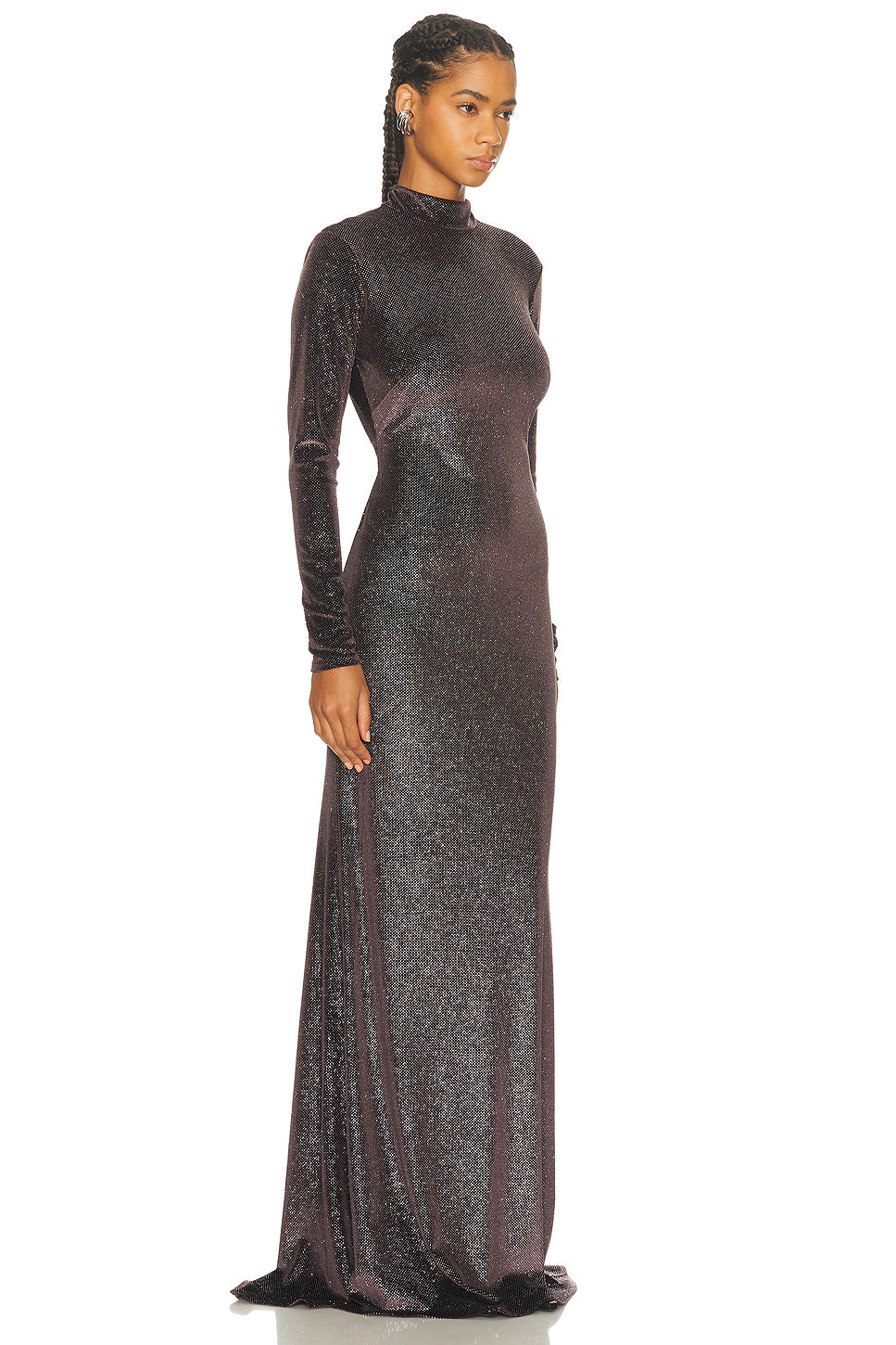 Open Back Long Sleeve Gown