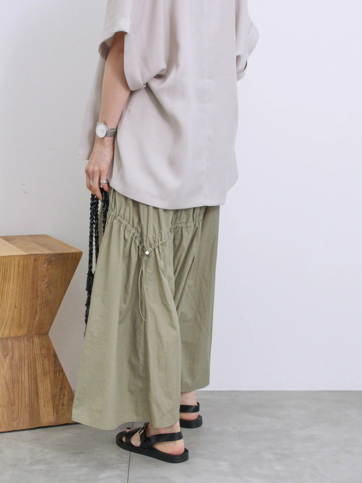 Takane Nylon Switching Drove Skirt