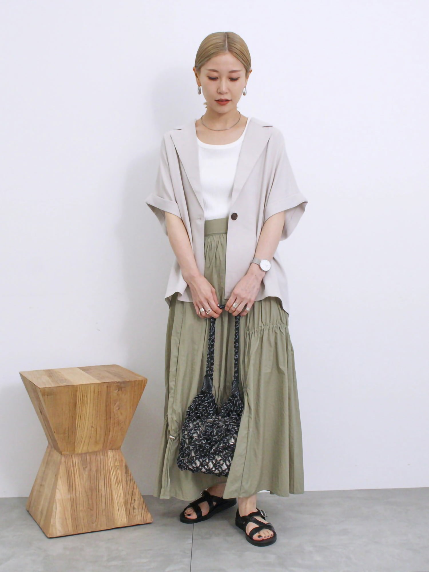 Takane Nylon Switching Drove Skirt