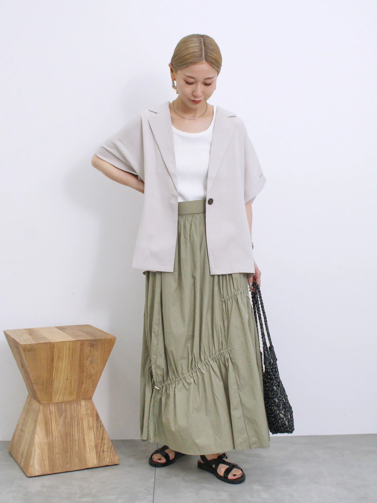 Takane Nylon Switching Drove Skirt