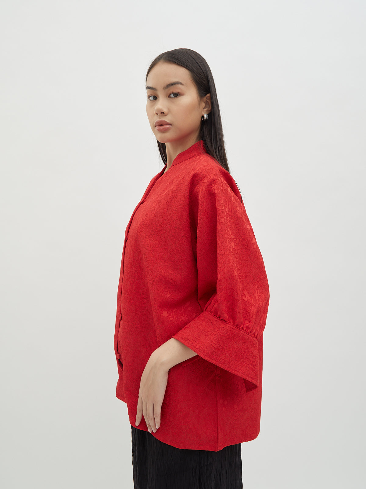 Thea Stand collar Blouse - Velvet at Bobo