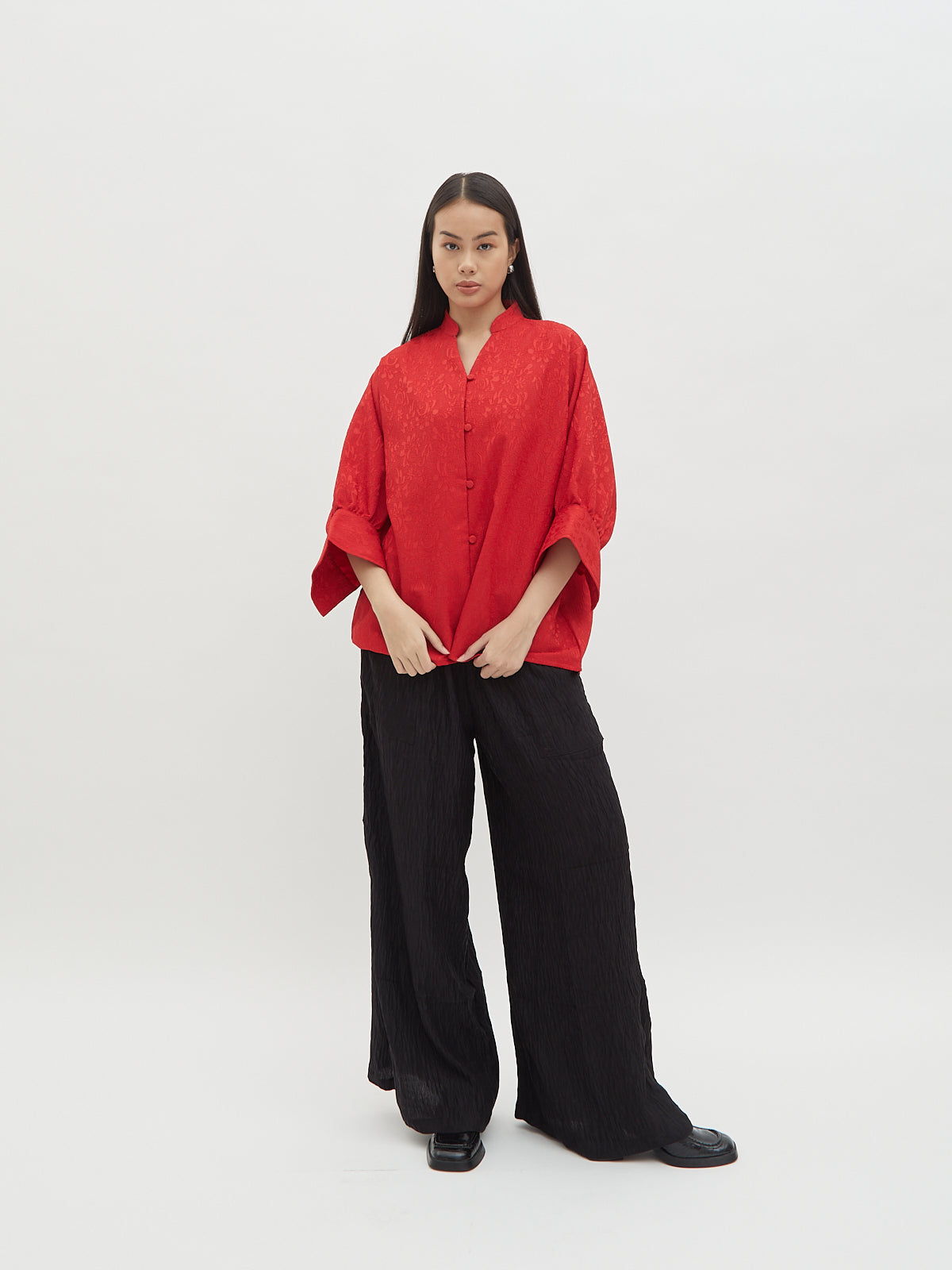 Thea Stand collar Blouse - Velvet at Bobo