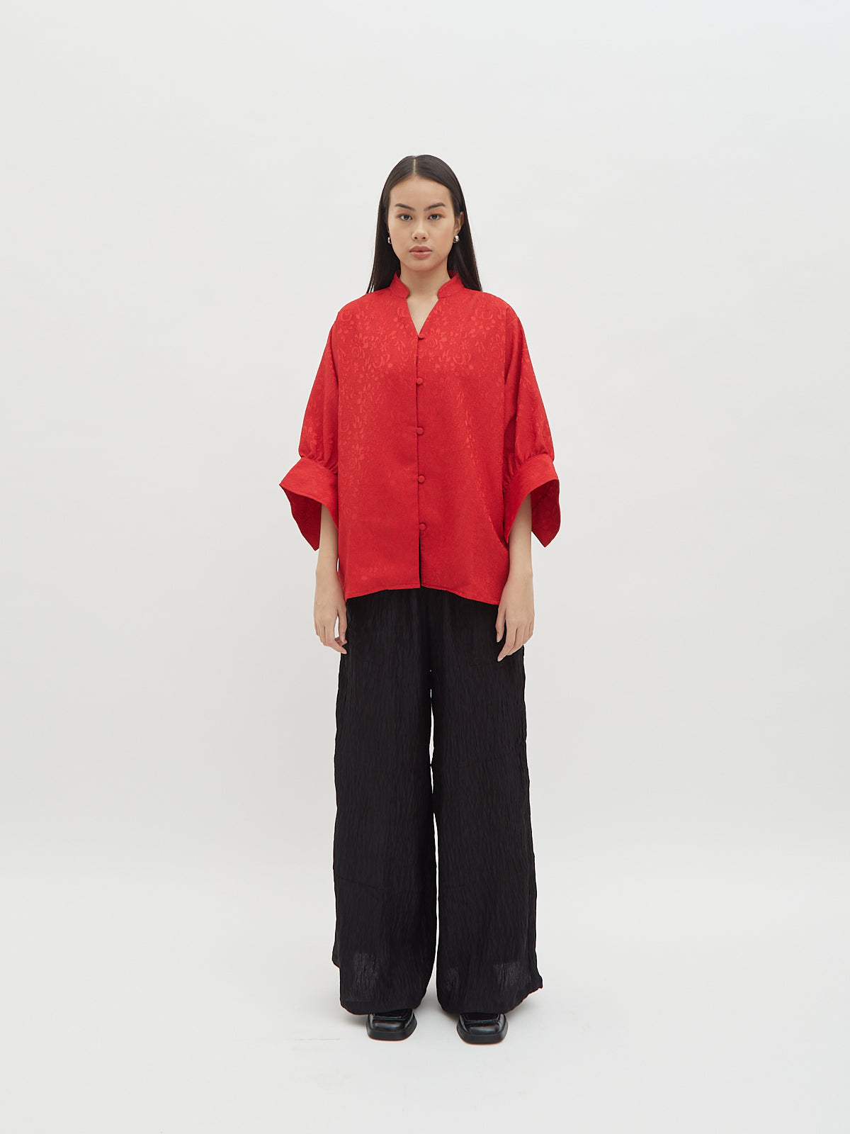 Thea Stand collar Blouse - Velvet at Bobo