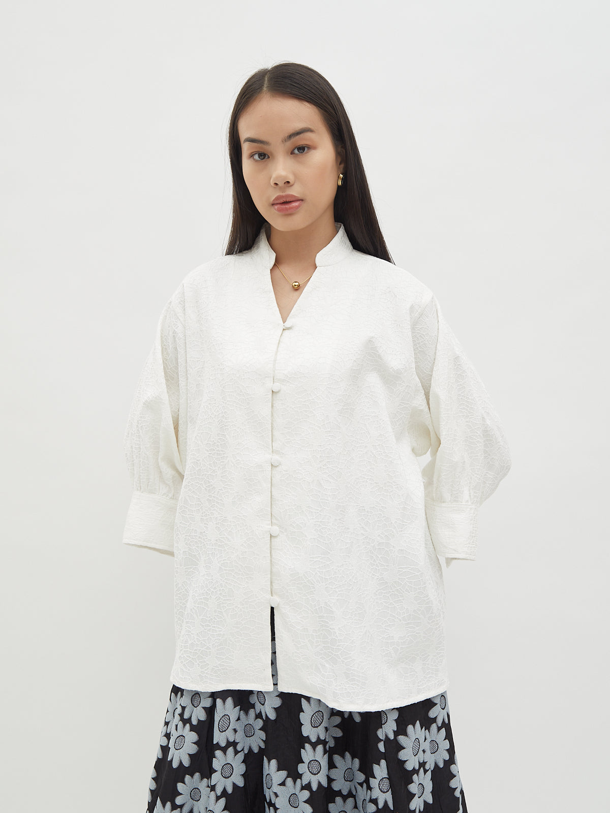 Thea Stand collar Blouse - Velvet at Bobo