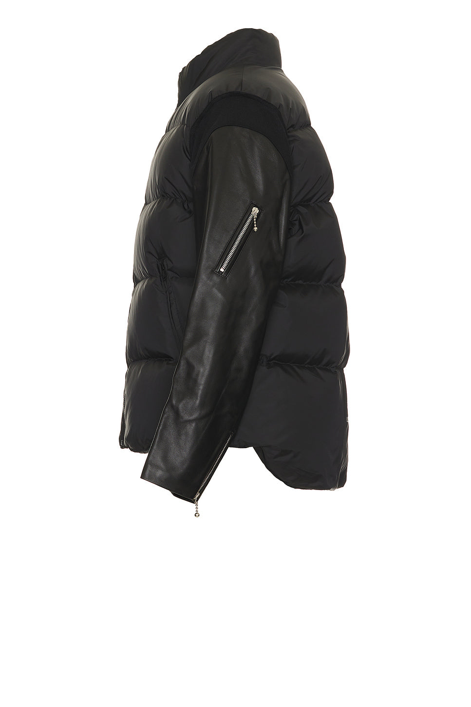 Leather Sleeve Puffer Blouson