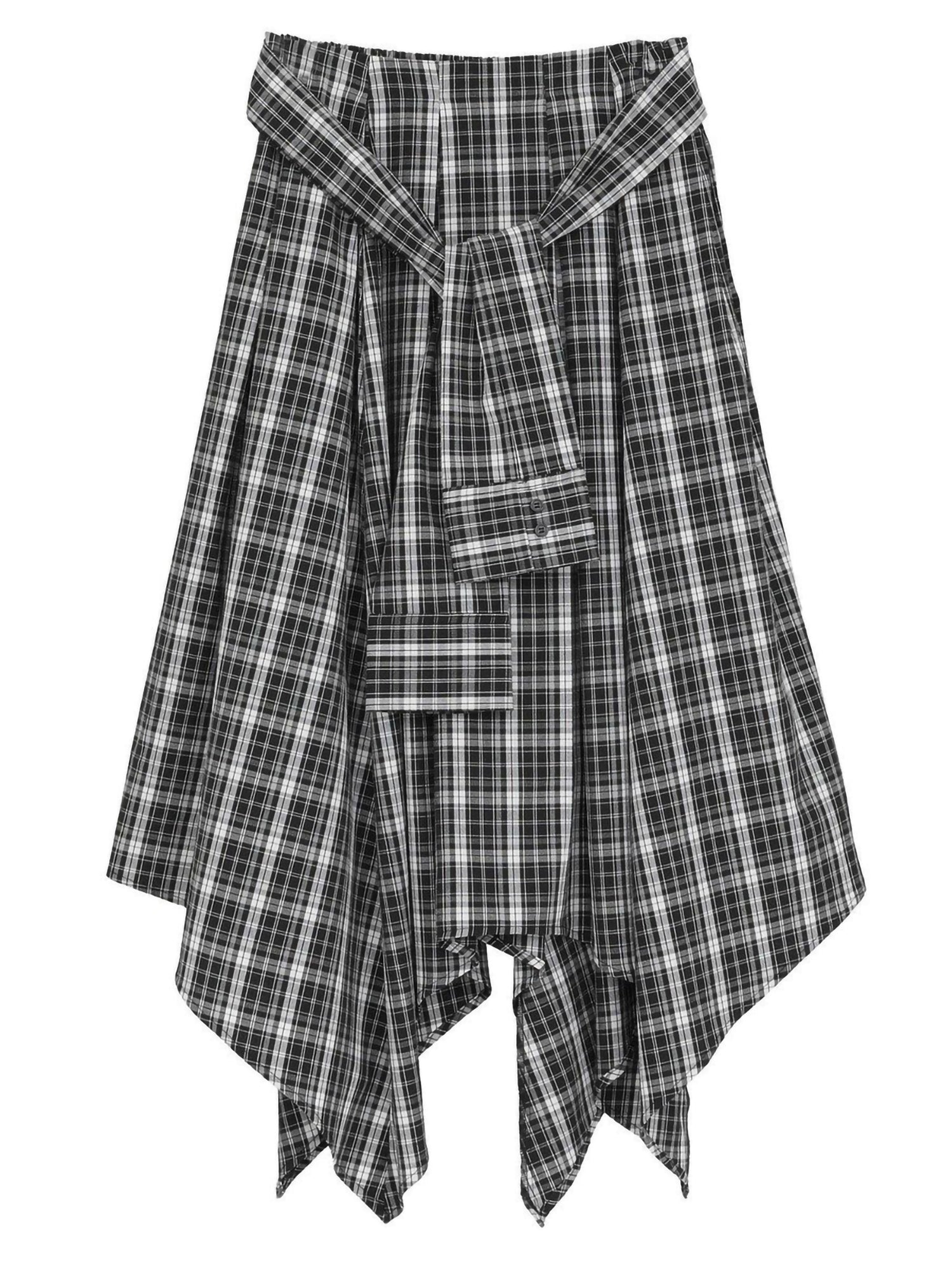 Umaru Irregular Checked Shirt Skirt