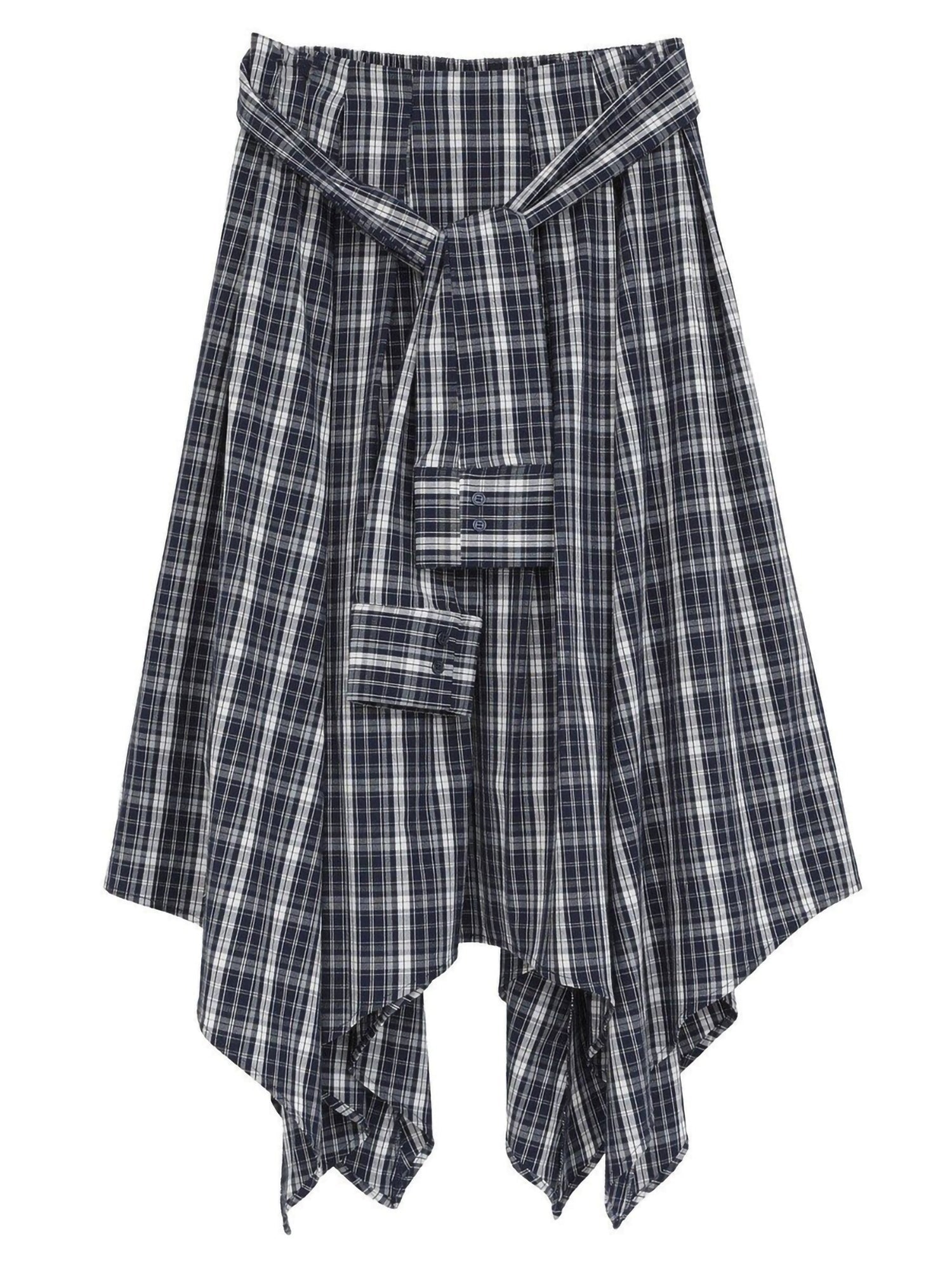 Umaru Irregular Checked Shirt Skirt