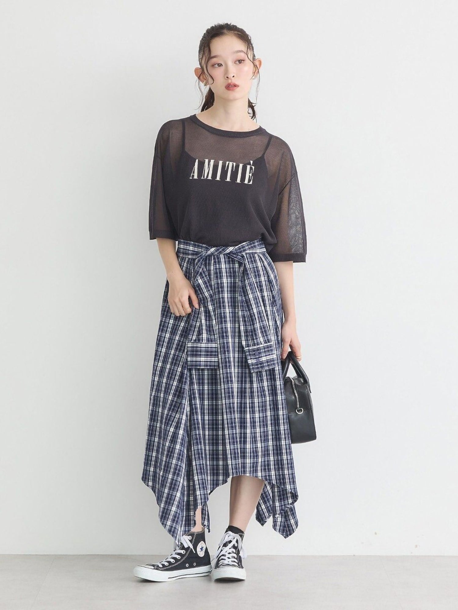 Umaru Irregular Checked Shirt Skirt