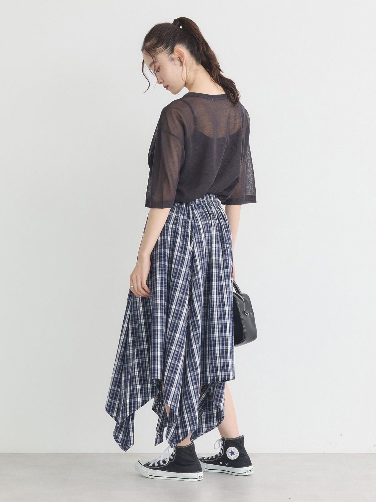 Umaru Irregular Checked Shirt Skirt