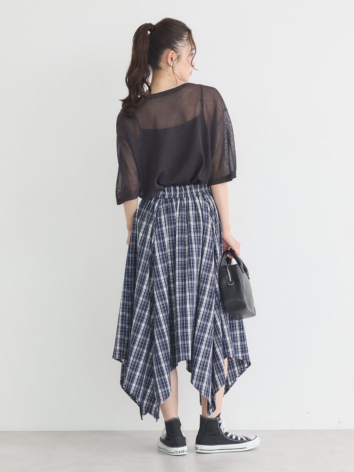 Umaru Irregular Checked Shirt Skirt