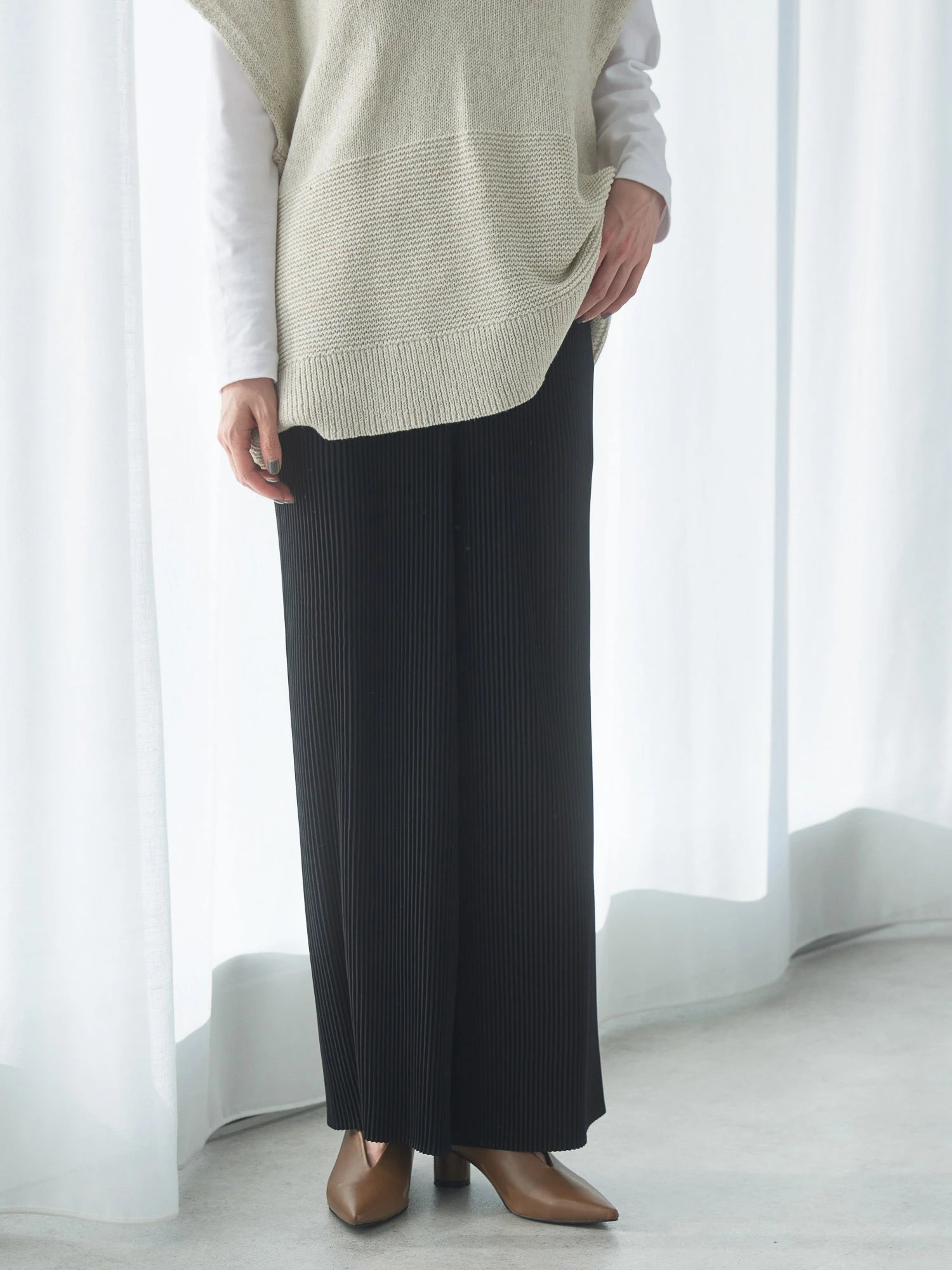 Uno Pleated Wide Pants - American Holic